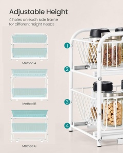 Organizator pentru dulap Songmics, 2 nivele, otel/plastic, alb, 35,8 x 21,6 x 27,2 cm, Resigilat, Grad A - Img 3