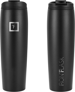 Pahar din otel inoxidabil IRON °FLASK, cu pai si 2 capace, izolat, rece 20 ore / cald 5 ore, negru, 830 ml - Img 4