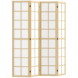 Paravan interior 4 panouri pliabil Re-Bloom, lemn pin/material netesut, 160x170x1.7 cm, pliat 40x170x6.8 cm, lemn natural/alb - Verificat A · Re-Bloom