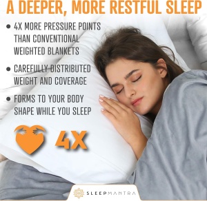 Patura grea antistress Sleep Mantra, poliester, 6,8 kg, gri, 122 x 183 cm - Img 3