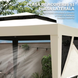 Pavilion gradina 3x3m cu plasa tantari, acoperis dublu, cadru metal, Bej - Verificat A · Re-Bloom - Img 5