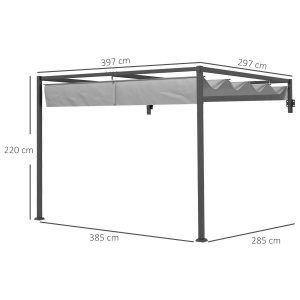Pergola inclinata cu acoperis retractabil Re-Bloom, otel/poliester, 297x397x220 cm, rezistenta vant nivel 6-7, gri inchis - Verificat A · Re-Bloom - Img 2