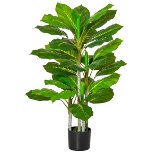 Planta artificiala in ghiveci Re-Bloom, PEVA/PE/ciment, inaltime 95 cm, 33 frunze, vas diametru 15x13 cm, verde/negru - Verificat A · Re-Bloom