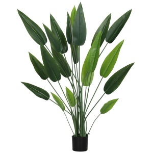 Planta artificiala Pasarea Paradisului Re-Bloom, polietilena/PEVA/polipropilena, verde/negru, 140 cm, Resigilat, Grad A