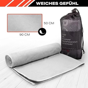 POWRX prosop microfibra cu geanta transport, 50x90cm, uscare rapida, Gri - Verificat A · Re-Bloom - Img 2