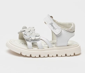 Primigi, Sandale flatform din piele, Alb optic, Argintiu, 25 EU, Resigilat, Grad B - Img 4