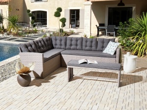 Produs Resigilat Coltar gradina Re-Bloom Viterbo 8 locuri, ratan PE/otel, 234x177x74 cm, perne incluse, UV4, 136 kg/persoana - Verificat A - Img 2