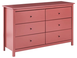 Produs Resigilat Comoda cu 6 sertare Re-Bloom Barcaldine, lemn de pin, 130x45x82 cm, 40 kg, visiniu - Verificat A