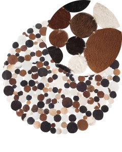 Produs Resigilat Covor Re-Bloom Sorgun rotund din piele de vaca, diametru 140 cm, model geometric, suport pasla, maro/auriu - Verificat A - Img 2