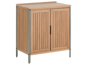 Produs Resigilat Dulap bucatarie exterior Re-Bloom Ivrea, lemn salcam certificat/aluminiu, 80x50x92 cm, maro/gri - Verificat A