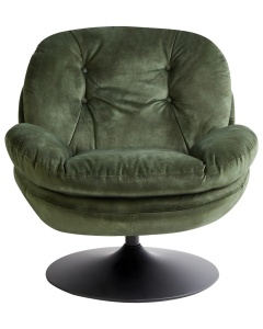Produs Resigilat Fotoliu rotativ Re-Bloom Nolvik, catifea/otel, 82x85x82 cm, rotire 360°, spuma, 250 kg, verde inchis/negru - Verificat B - Img 3