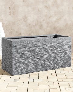 Produs Resigilat Ghiveci Re-Bloom Myra, argila fibroasa, 80x37x37 cm, rezistent UV, orificiu drenaj, gri - Verificat A - Img 2