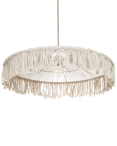 Produs Resigilat Lustra tip pendul Re-Bloom Akobo, textil/metal, diametru 60 cm, E27 max 45W, 230V, cablu 90 cm, bec neinclus, bej deschis/natur - Verificat A - Img 6