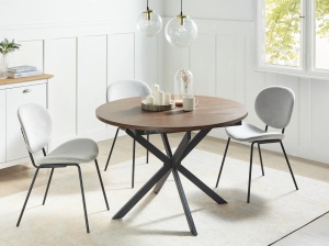 Produs Resigilat Masa extensibila Re-Bloom Friona, MDF/fier, 110-140x110x75 cm, 6 persoane, maro inchis/negru - Verificat A - Img 2
