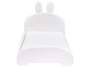 Produs Resigilat Pat copii model Rabbit Re-Bloom Perros, 90x200 cm, textil/placaj plop, somiera 17 lamele, tablie 98x70 cm, 150 kg, alb - Verificat A - Img 6