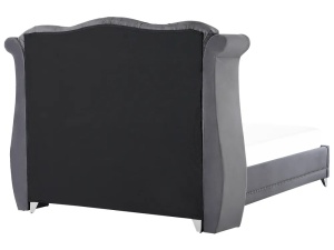 Produs Resigilat Pat matrimonial Re-Bloom Ayette, 160x200 cm, catifea/eucalipt/fier/pin/placaj, somiera 30 lamele arc, tablie 205x154 cm, 220 kg, gri - Verificat A - Img 5