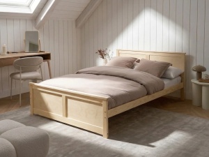 Produs Resigilat Pat Re-Bloom Dauphin, 140x200 cm, lemn de pin/MDF, somiera 2x16 lamele, tablie 82x149 cm, 240 kg, natur - Verificat A - Img 2