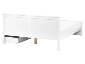 Produs Resigilat Pat Re-Bloom Sabran, 160x200 cm, lemn de pin/MDF, 2 sertare, somiera 2x16 lamele, tablie 169x82 cm, 240 kg, alb - Verificat A - Img 5