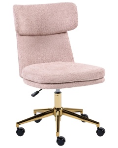 Produs Resigilat Scaun de birou Re-Bloom Granby, textil/placaj/fier, 58x58x77-87 cm, rotire 360°, reglaj pneumatic, 110 kg, roz pastel/auriu - Verificat A