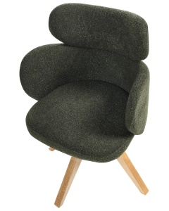 Produs Resigilat Scaun de masa pivotant Re-Bloom Marcy, textil/placaj stejar, 60x66x85 cm, rotire 360°, 100 kg, verde inchis/natur - Verificat A - Img 6