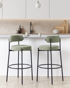 Produs Resigilat Set 2 scaune de bar Re-Bloom Allison, textil/metal, 50x50x97 cm, suport picioare, 120 kg, verde/negru - Verificat A - Img 2