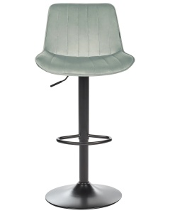 Produs Resigilat Set 2 scaune de bar Re-Bloom Dubrovnik, catifea/otel, 51x54x88-109 cm, pivotante 360°, inaltime reglabila, 120 kg, verde menta/negru - Verificat B - Img 6
