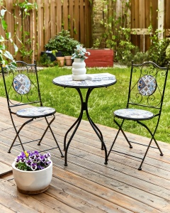 Produs Resigilat Set 2 scaune de gradina Re-Bloom Civita, fier/ceramica, 40x45x90 cm, 150 kg, multicolor - Verificat A - Img 2