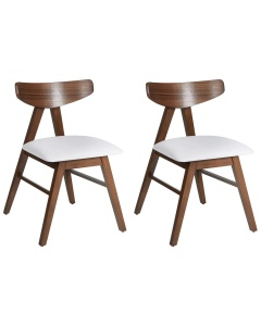 Produs Resigilat Set 2 scaune Re-Bloom Lacota, lemn cauciuc/MDF/textil, 50x58x77 cm, 120 kg, stil retro, maro inchis/gri - Verificat A