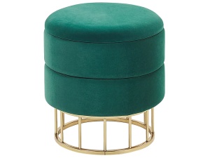Produs Resigilat Taburet Re-Bloom Elgin cu spatiu de depozitare, 37x37x42 cm, catifea, picioare metal, 100 kg, verde inchis - Verificat A
