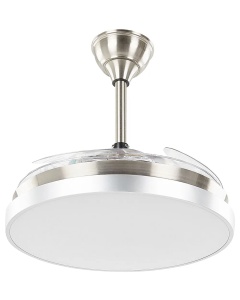 Produs Resigilat Ventilator de tavan cu lumina Re-Bloom Ibar, fier/acrilic, 50x50x55 cm, LED SMD 2835 2880lm 3 temp culoare, 3 viteze, telecomanda, IP20, alb/transparent/argintiu - Verificat A - Img 5