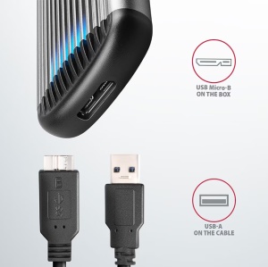 Rack extern Axagon EEM2-SA pentru SSD M.2 la USB Type-A 3.2 gen1 micro B, Resigilat, Grad A - Img 3