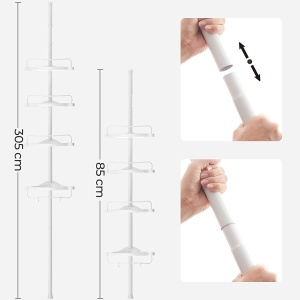 Raft de colt pentru baie Songmics, 4 nivele, otel/plastic, alb, 35 x 25 x 85-305 cm, Resigilat, Grad A - Img 4