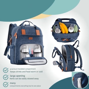 Rucsac pentru Mamici, Bebelusi si Copii, Multifunctional, Impermeabil, Prindere Carucior / Troler, Travel Organizer set cu Changing Pad- Care, 40 X 25 X 16 cm, Albastru, Resigilat, Grad A - Img 4
