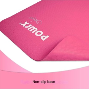 Saltea pentru antrenament si husa de protectie, pentru yoga, fitness, aerobic, pilates, exercitii la sol, POWRX, Antiderapant, Spuma de cauciuc, 173x61x0.5 cm, Roz, Resigilat, Grad A - Img 4