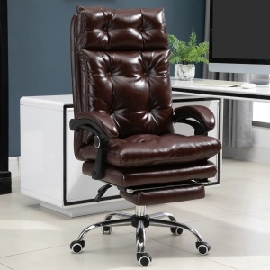 Scaun birou ergonomic cu suport picioare detasabil, inaltime reglabila, PU, Maro - Verificat A · Re-Bloom - Img 2