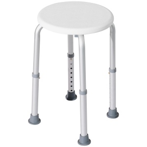 Scaun de dus reglabil, pentru varstnici/persoane cu dizabilitati, aliaj de aluminiu/plastic, alb, 32,5 x 32,5 x 35,5-54 cm, Resigilat, Grad A
