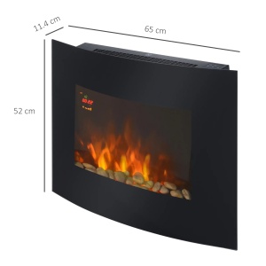 Semineu electric perete 65x11.4x52 cm, 900-1800W, flacara LED 7 culori, telecomanda, metal/sticla securizata, negru - Verificat A · Re-Bloom - Img 3