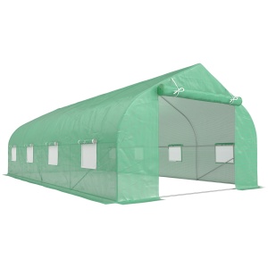 Sera pentru gradina Re-Bloom, cadru otel/PE 140g/m², 6x3x2 m, ferestre 40x40 cm, 4 franghii + 4 suruburi incluse, verde - Verificat A · Re-Bloom