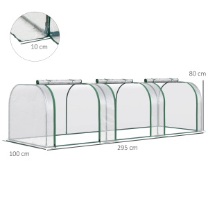 Sera tip tunel 295x100x80 cm, cadru otel, PVC transparent, usi rulou fermoar, anti-vant nivel 4, legume flori - Verificat A · Re-Bloom - Img 3