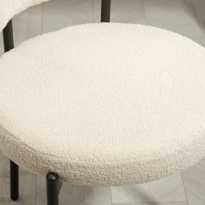 Set 2 scaune cu spatar, poliester/spuma/otel, negru/bej, 51 x 51 x 76 cm, Resigilat, Grad A - Img 2