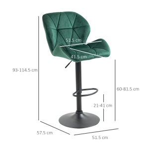 Set 2 scaune de bar Re-Bloom, poliester/otel, verde/negru, 51,5 x 57,5 x 93-114,5 cm, Resigilat, Grad A - Img 3