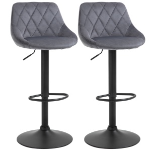 Set 2 scaune de bar tapitate Re-Bloom, poliester/metal, gri inchis/negru, 51.5 x 48 x 83-104 cm, Resigilat, Grad A
