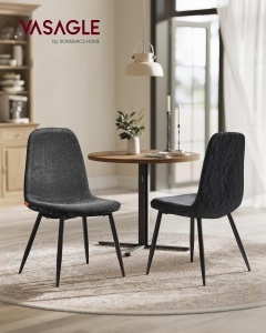 Set 2 scaune tapitate Vasagle, lemn/textil/piele PU, gri/negru, 44,5 x 55 x 85,5 cm, Resigilat, Grad A - Img 4