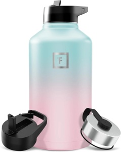Set 2 Sticle termice 1800 & 950 ml, otel inoxidabil IRON °FLASK, 3 capace, rece 24 ore / cald 12 ore, izolata, roz/albastru deschis, fara BPA, - Img 7