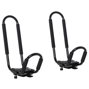 Set 2 suporturi pentru caiac/canoe cu conector universal, metal/TPR, 46x16.5x47 cm, sectiuni U 20.1cm distanta, capacitate 75kg, negru - Verificat A · Re-Bloom