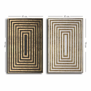 Set 2 tablouri decorative canvas, 2x45x70 cm, panza/lemn, auriu/alb - Verificat A · Re-Bloom - Img 2
