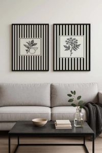 Set 2 tablouri decorative MDF/lemn masiv, 2x50x70 cm, design modern minimalist, alb/gri/negru - Verificat A · Re-Bloom - Img 3