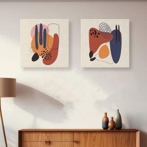 Set 2 tablouri decorative Re-Bloom, lemn/panza, multicolor, 30 x 30 cm - Img 3