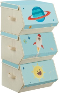 Set 3 cutii de depozitare pentru copii Songmics, textil, multicolor, 38 x 35 x 25 cm, Resigilat, Grad A
