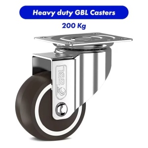 Set 4 roti universale GBL transport, poliuretan, 50mm, pivotante 360°, 200kg, argintiu/negru - Verificat A · Re-Bloom - Img 5